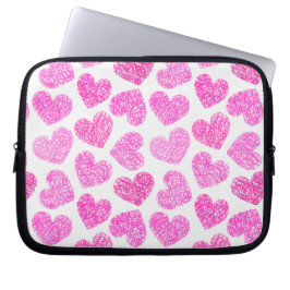 Cute Rosa Doodled Heart Valentindagen Mönster Laptop Fodral