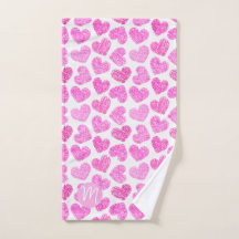 Cute Rosa Doodled Heart Valentines Day Monogram