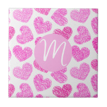 Cute Rosa Doodled Heart Valentines Day Monogram