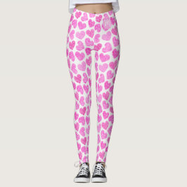 Cute Rosa Doodled Heart Valentines Day Monogram Leggings