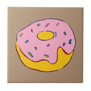 Cute rosa doughnut dessert söt kakelplatta