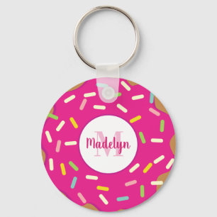 Cute rosa doughnut-nyckelkedjor med anpassningsbar nyckelring