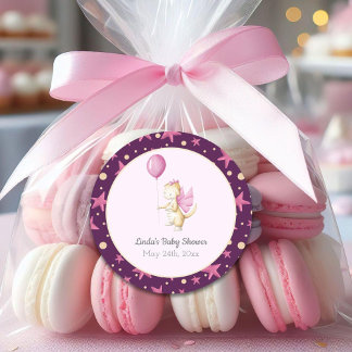 Cute Rosa Dragon Baby Shower Runt Klistermärke