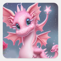 Cute Rosa Dragon med Rosa Flowers