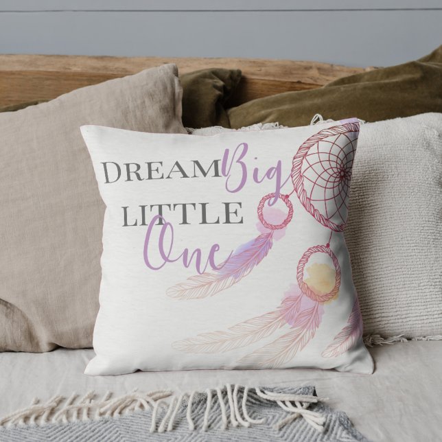 Cute Rosa Dream Big Little One Dream Quote Kudde (Cute Pink Dream Big Little One Dream Quote Throw Pillow)