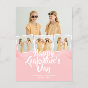 Cute Rosa Drip Lycklig Galentines Day bestie Photo Helg Vykort