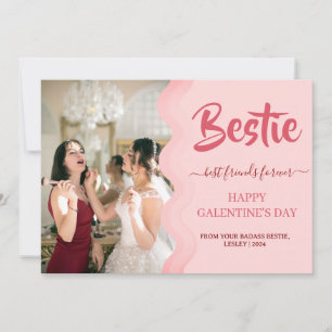 Cute Rosa Drip Lycklig Galentines Day bestie Photo Julkort