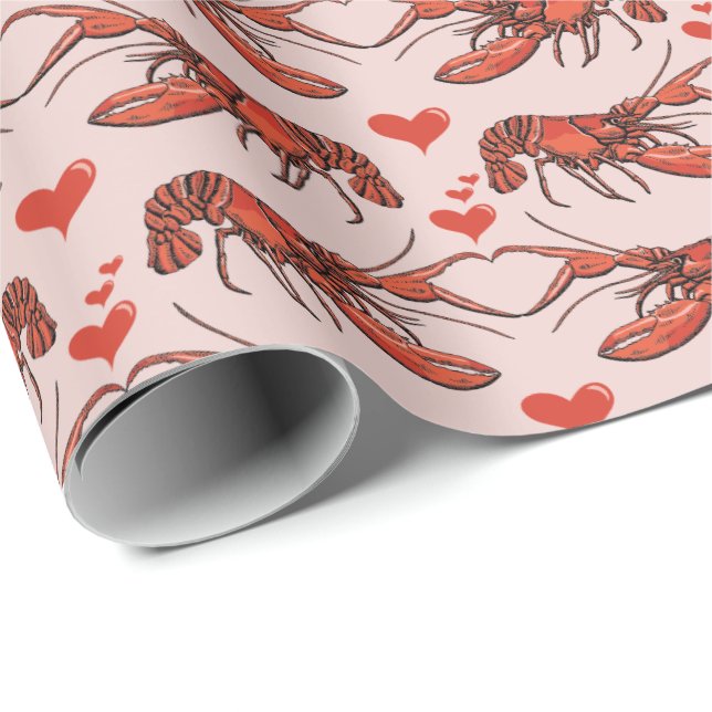 Cute  Rosa.. Du är min Lobster Red Lobster Presentpapper (Rullad Hörn)