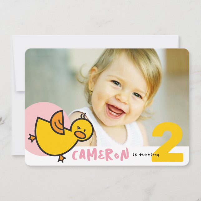 Cute Rosa Duckies Ankor Kid Girl Birthday Inbjudan (Framsida)