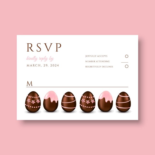 Cute Rosa Eggs Påsk Party OSA Kort (Cute Pink Eggs Easter Party RSVP Card)