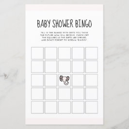 Cute rosa Elephant Baby dusch Bingo-spel