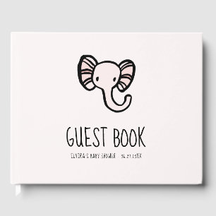 Cute rosa Elephant Baby dusch Gästböcker