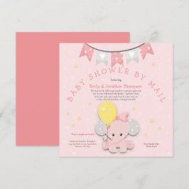 Cute Rosa Elephant Baby Shower by Mail Inbjudningar