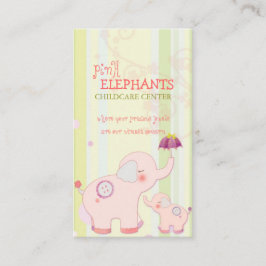 Cute Rosa Elephant Childcare Daycare Visitkort