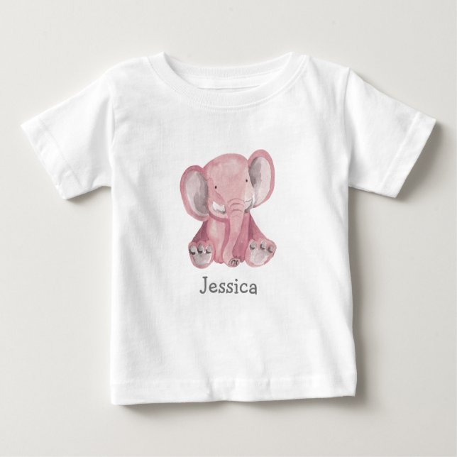 Cute Rosa Elephant Design Baby Shirt T (Framsida)