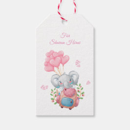Cute Rosa Elephant Gift Märkre Presentetikett