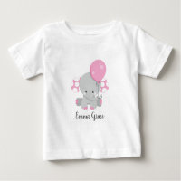 Cute Rosa Elephant Girl Baby Monogram