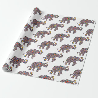 Cute Rosa Elephant i ett Psychedelic Cheetah Patte Presentpapper