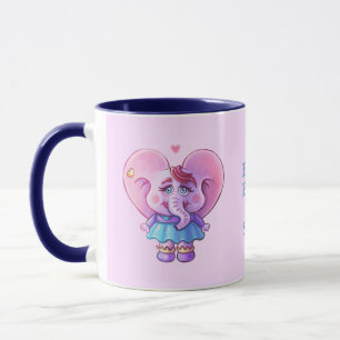 Cute Rosa Elephant in Kärlek (med ditt namn) Mugg