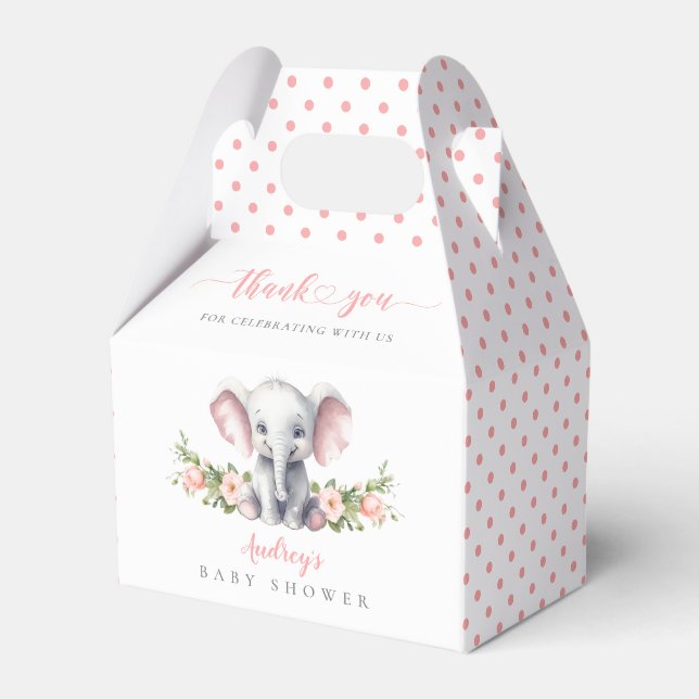 Cute Rosa Elephant Little Peanut Flicka Shower Presentaskar (Framsidan Sidan)