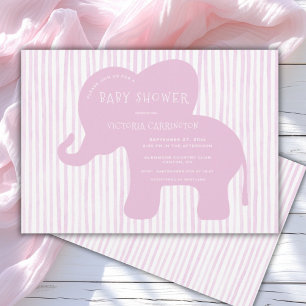 Cute Rosa Elephant Rand Baby Shower Inbjudningar