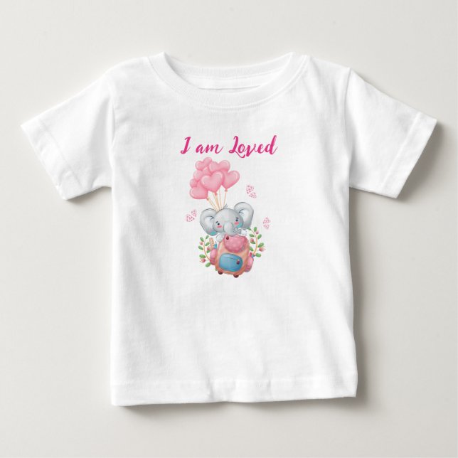 Cute Rosa Elephant T Shirt (Framsida)