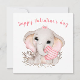 Cute Rosa Elephant Valentines dagskort Kort