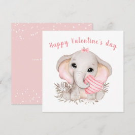 Cute Rosa Elephant Valentines dagskort Kort