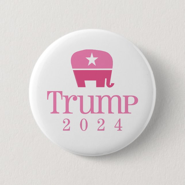 Cute Rosa Elephant Women for Donald Trump 2024 Knapp (Framsida)
