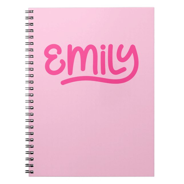 Cute Rosa Emily Handwrite Typography Anteckningsbok (Framsidan)