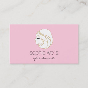 Cute Rosa EyeLash Extensions och False Eyelash Visitkort