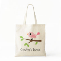 Cute rosa-fågelflickor personlig bibliotek bok