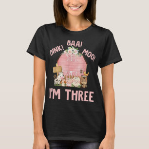 Cute Rosa Farm Barnyard 3:e födelsedagskalan 3 T Shirt