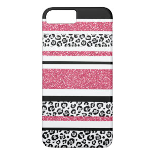 Cute rosa faux glitter leopard print rand