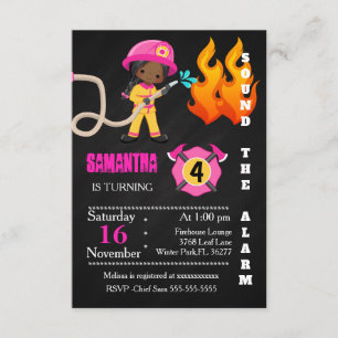 Cute Rosa Firefighter Birthday-inbjudan Inbjudningar
