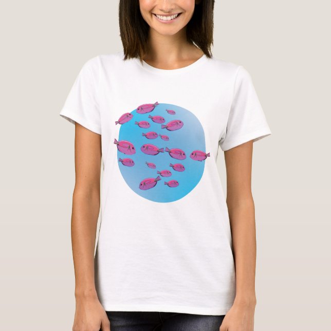 Cute Rosa Fishing Simma T-shirt (Framsida)