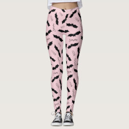 Cute Rosa Fladdermöss Halloween fest Leggings
