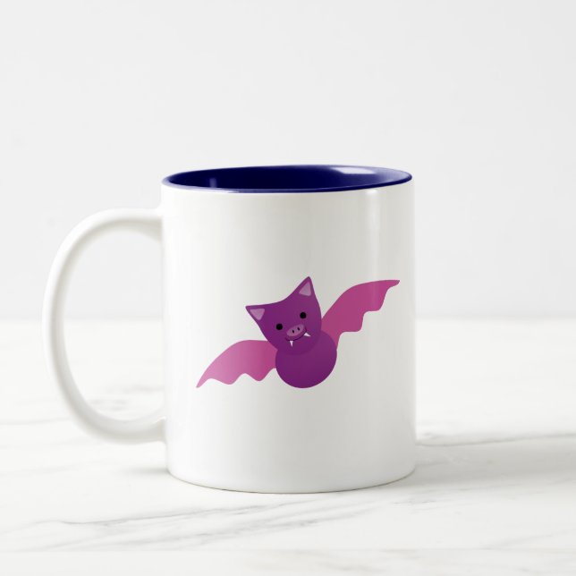 Cute Rosa Fladdermus Två-Tonad Mugg (Vänster)