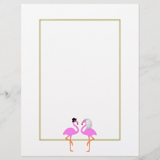 Cute Rosa Flaingo Bride Groom Bröllop (Framsida)