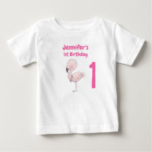 Cute Rosa Flamingo 1:a födelsedag T Shirt