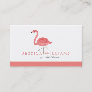 Cute Rosa Flamingo 2 Illustration Visitkort