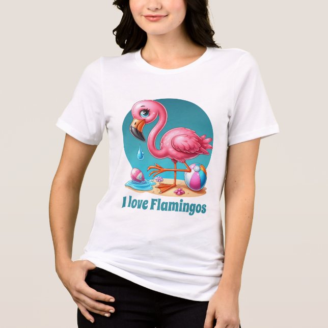 Cute rosa flamingo älskare t shirt (Framsida)