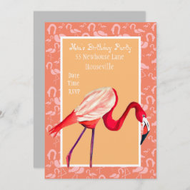 Cute rosa flamingo art-flicka Party Inbjudningar