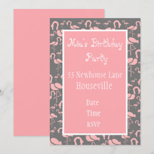 Cute rosa flamingo art-flicka Party Inbjudningar