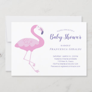Cute Rosa Flamingo Baby Shower Inbjudningar