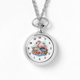 Cute rosa flamingo dam armbandsur