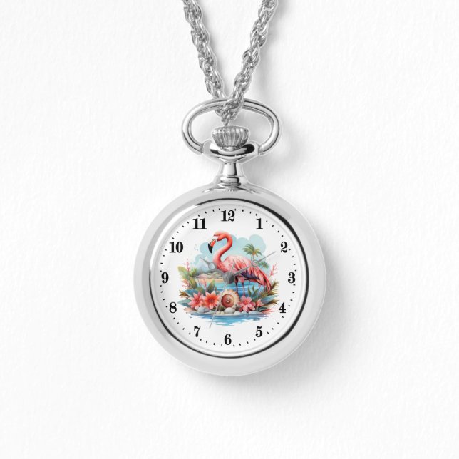 Cute rosa flamingo dam armbandsur (Framsida)
