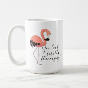 Cute Rosa Flamingo Funny Totally Flamazing Text Kaffemugg