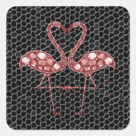 Cute Rosa Flamingo Fyrkantigt Klistermärke