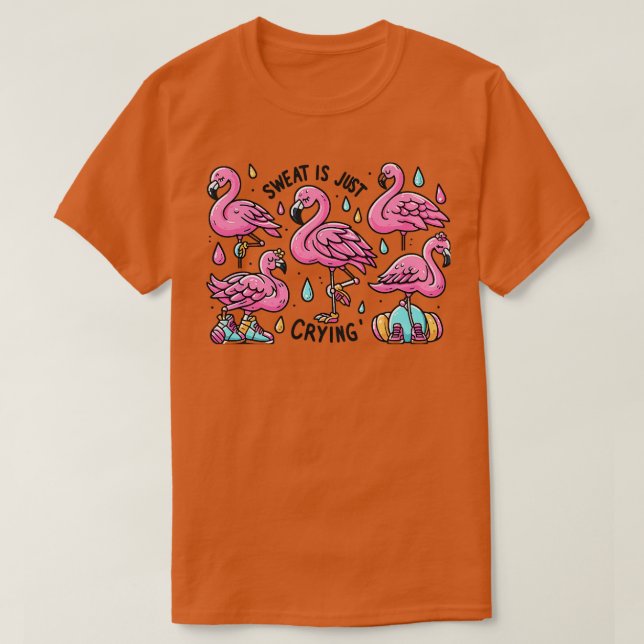 Cute Rosa Flamingo Gym Workout T Shirt (Design framsida)